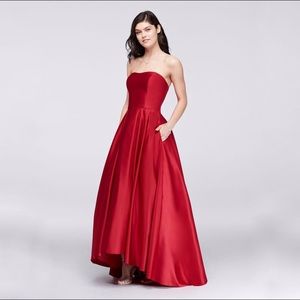Strapless Red Satin Ballgown Prom Formal Dress